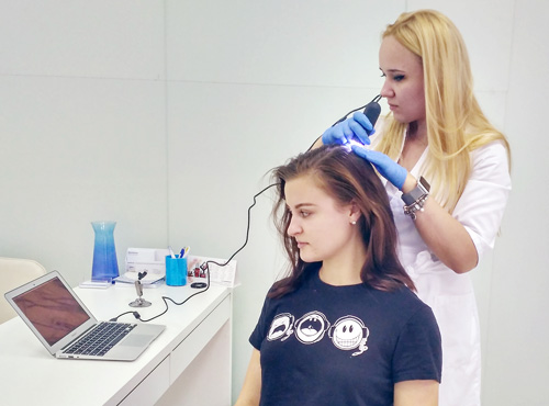 Трихоскопия в Киеве, компьютерная диагностика волосистой части кожи головы. Клиника трихологии Медиленд