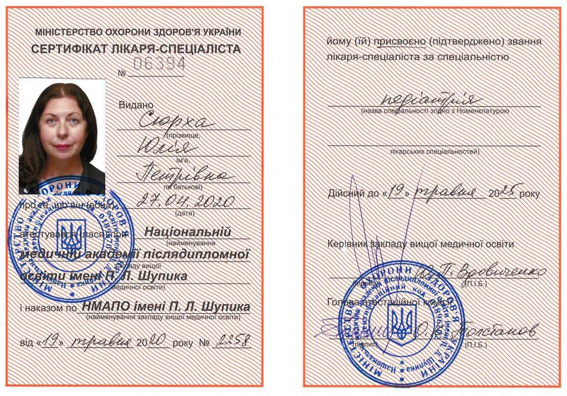 Сертификат Сюрха Ю. П.