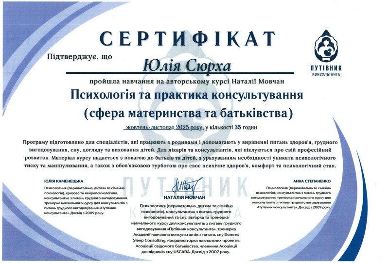 Сертификат Сюрха Ю. П.