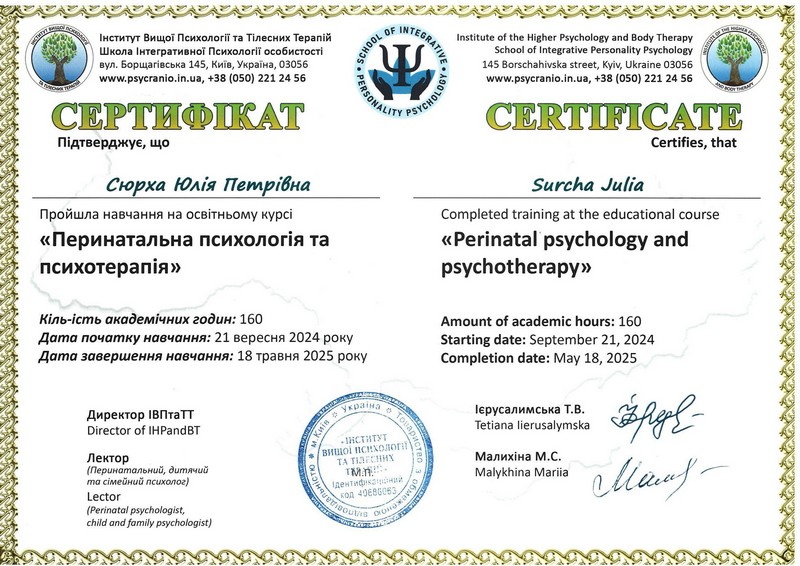 Сертификат Сюрха Ю. П.