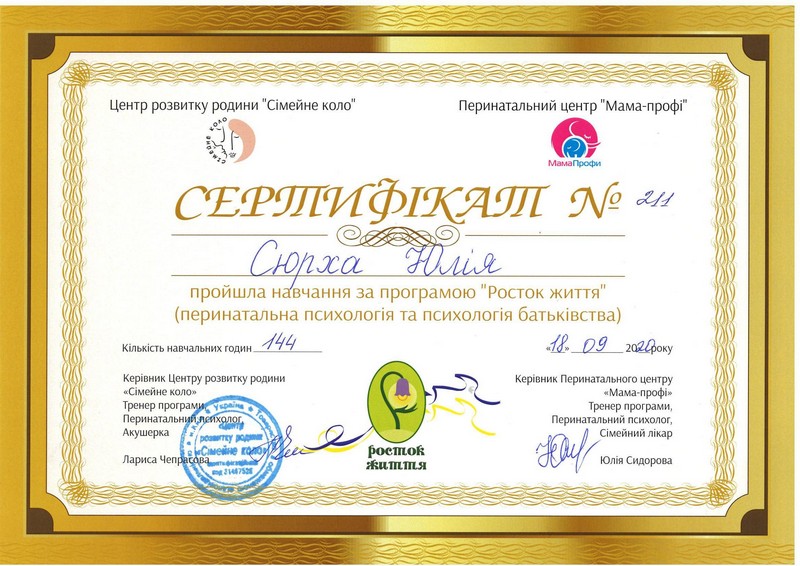 Сертификат Сюрха Ю. П.